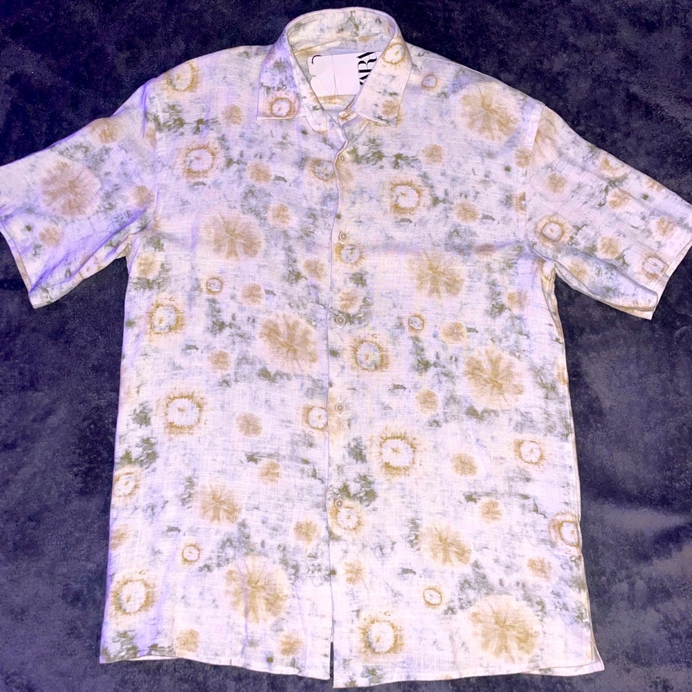 Print relaxed button up short sleeve